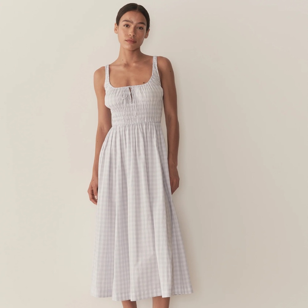 Doen Light Blue Gingham Quilla Dress - Size Medium NWT